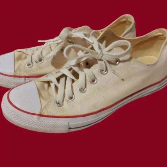 Converse Off White Canvas All Star Sneakers Shoes 10 Retro Streetwear Minimalist - Picture 1 of 9